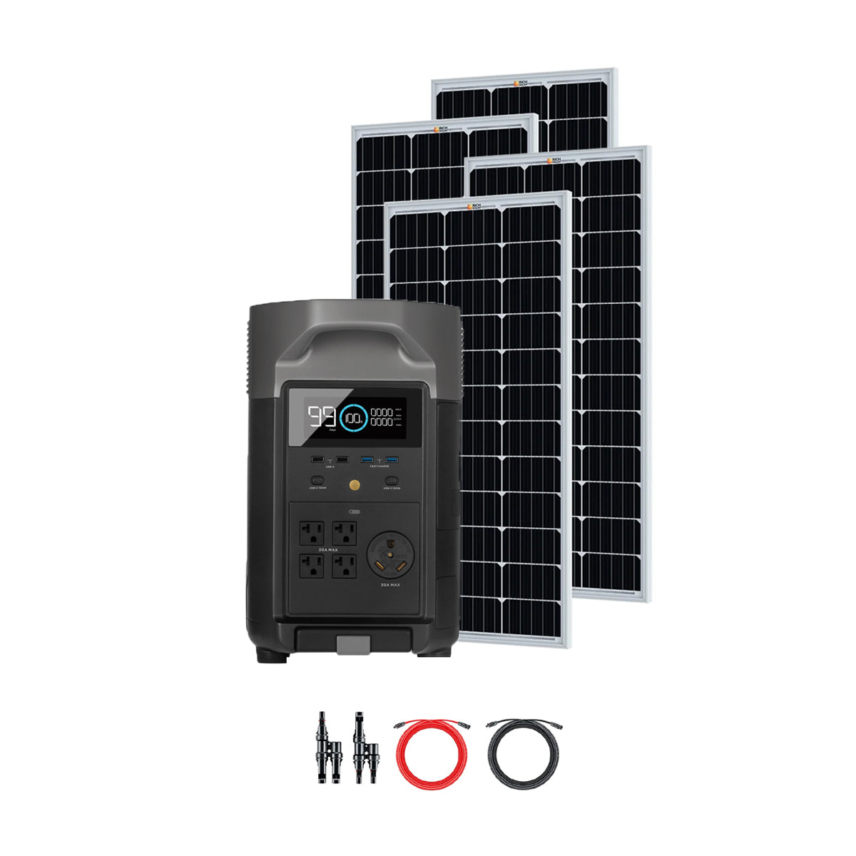 EcoFlow DELTA Pro 3600W 3.6kWh Portable Power Station + 400 Watts of Rigid  Solar Panels