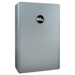 A rectangular, silver-gray high-capacity energy storage unit from EG4, designed for off-grid power, features a black and white EG4 label on the front and is shown at a slight angle against a white background.