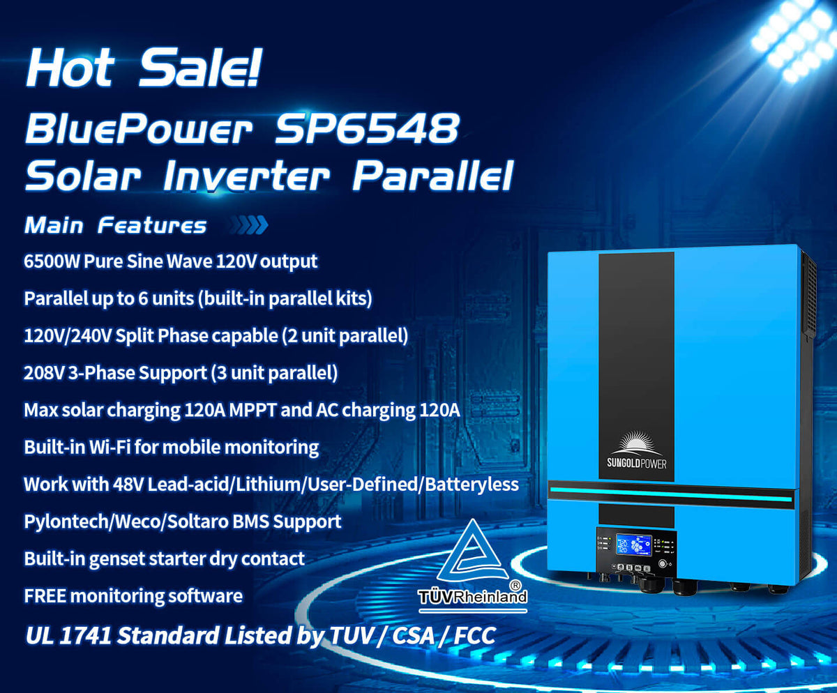 Sungold Power 13,000W 48V Split‑Phase Solar Inverter + WiFi Monitor (2 Units Parallel) UL1741 Standard