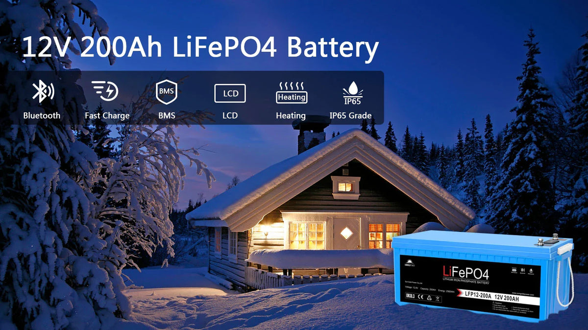 Sungold Power 12V 200Ah LiFePO4 Deep‑Cycle Lithium Battery with Bluetooth, Self‑Heating & IP65
