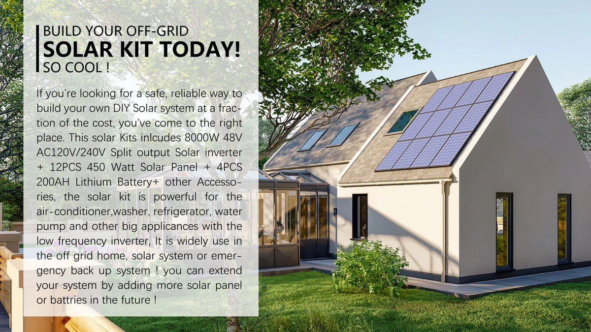 Sungold Power 8,000W Complete Off‑Grid Solar Kit 48V 120V/240V Output 10.24 kWh Lithium Battery 5,400W Solar Panel SGK‑8MAX
