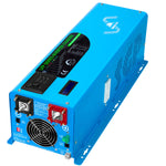 A blue Sungold Power LFP series charger features front control buttons, indicator lights, power terminals, ventilation grilles, and a digital display for easy monitoring.