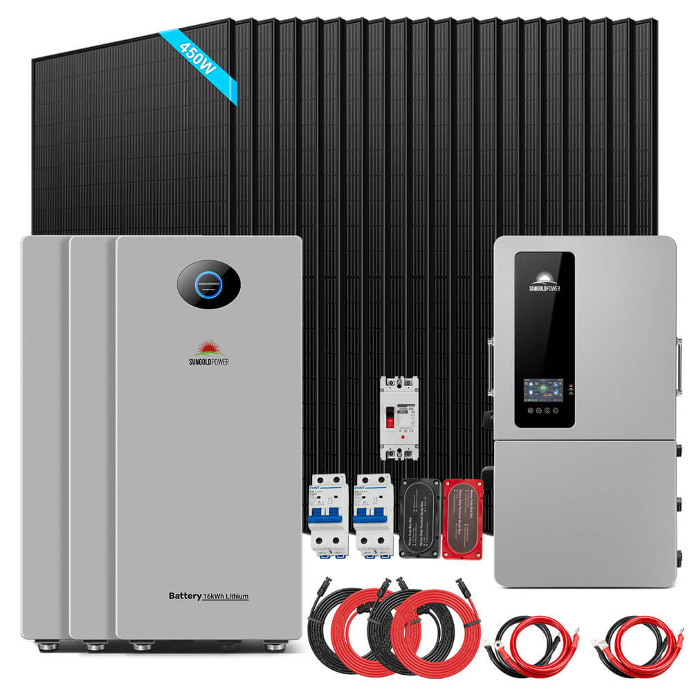 Sungold Power 12kW Hybrid Solar Kit 48V | 20 x 450W Bifacial N-Type Solar Panels + 16.07kWh PowerMax Outdoor Battery | SGS12K-PM1-450