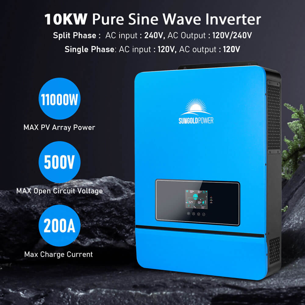 Sungold Power 10kW Off-Grid Solar Kit 48V 120/240V | 32.14kWh PowerMax Outdoor Lithium Battery | 12 x 550W Solar Panels | SGR-10K32P