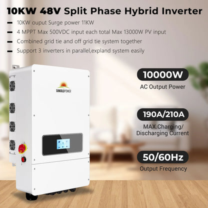 SUNGOLDPOWER 10KW HYBRID INVERTER 48V 120/240V SPLIT PHASE