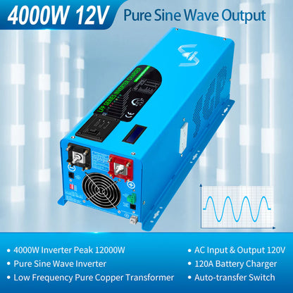 SUNGOLD POWER 4000W DC 12V PURE SINE WAVE INVERTER WITH CHARGER