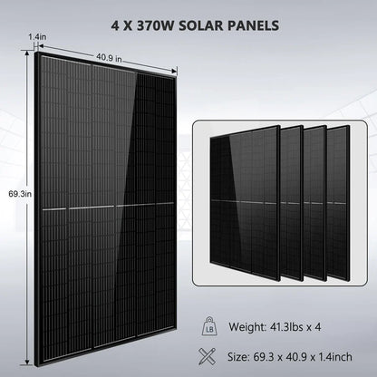 SUNGOLD POWER 6,500W OFF-GRID SOLAR KIT 48VDC 120VAC 5.12KWH POWERWALL LITHIUM BATTERY 4 X 370 WATTS SOLAR PANELS SGM-655M