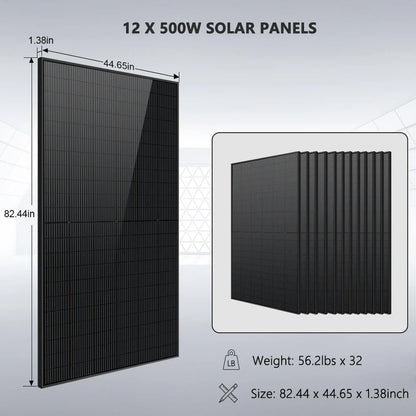 SungoldPower 7.6kW 15.36kWh Split Phase Hybrid Solar Kit 48V Lithium Battery 12 x 500 Watt Solar Panels SGH-7.6N3E