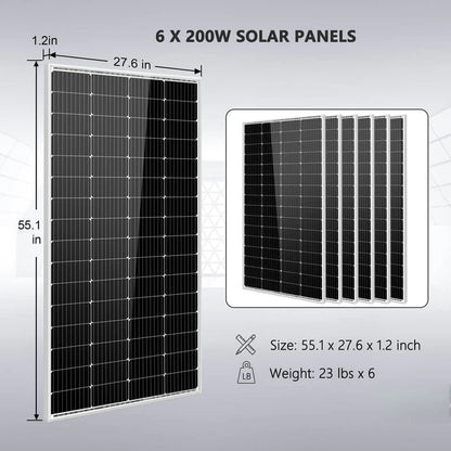 SUNGOLD POWER 5,000W OFF-GRID SOLAR KIT 48VDC 120V 5.12KWH POWERWALL BATTERY 6 X 200 WATTS SOLAR PANELS SGM-5K5E