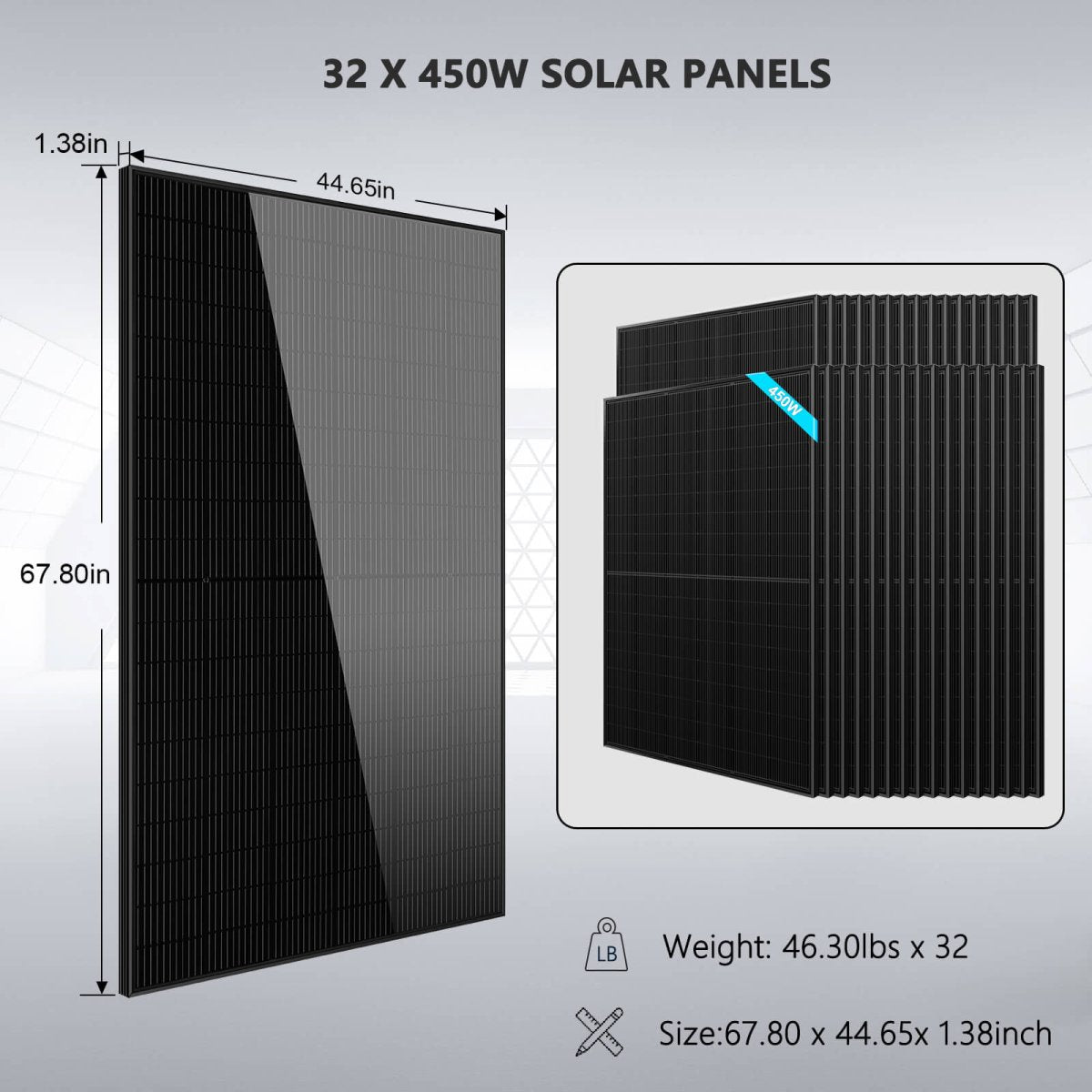 Sungold Power 20kW Off-Grid Solar Kit 48V 120/240V | 32.14kWh PowerMax Outdoor Lithium Battery | 32 x 450W Bifacial Solar Panels | SGR-20K32P