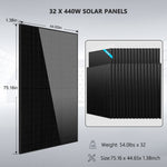 Sungold Power 20kW Off-Grid Solar Kit 48V 120/240V | 32.14kWh PowerMax Outdoor Lithium Battery | 32 x 450W Bifacial Solar Panels | SGR-20K32P