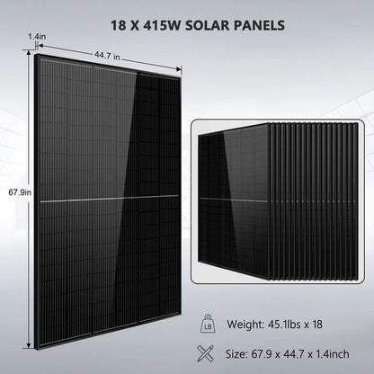 SUNGOLD POWER 18000W OFF-GRID SOLAR KIT 48VDC 120V/240V LIFEPO4 20.48KWH LITHIUM BATTERY 18 X 415 WATTS SOLAR PANELS SGR-18K20E