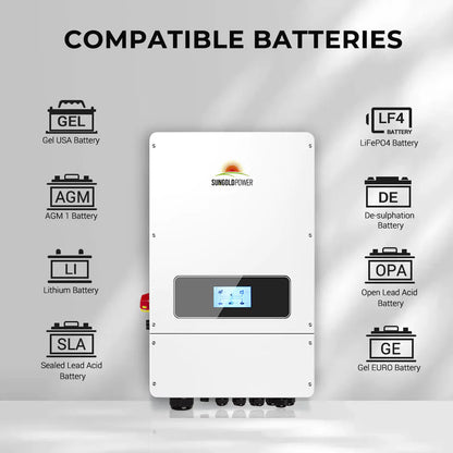 SUNGOLDPOWER 10KW HYBRID INVERTER 48V 120/240V SPLIT PHASE