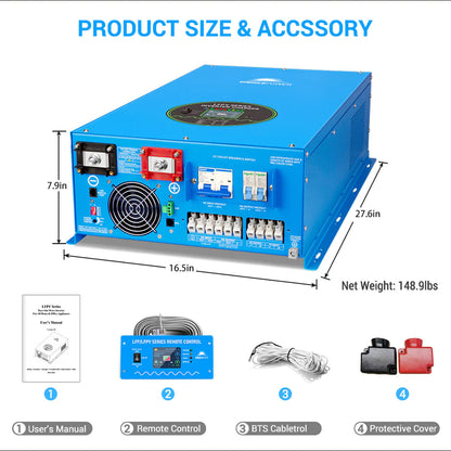 SUNGOLD POWER 10,000W 24V SPLIT PHASE PURE SINE WAVE INVERTER CHARGER