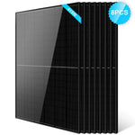 A set of eight upright black Sungold Power monocrystalline PERC solar panels, each marked with a blue 415W label and an 8PCS badge, perfect for off-grid systems.