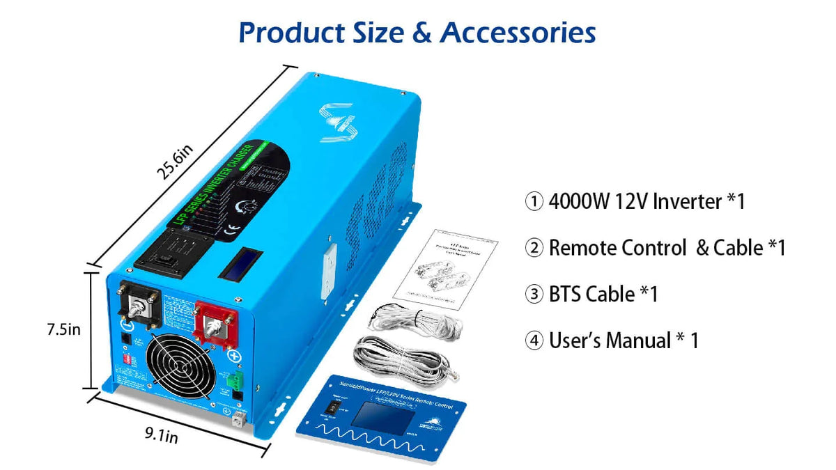 Sungold Power 4,000W 12V Pure Sine Wave Inverter with Charger