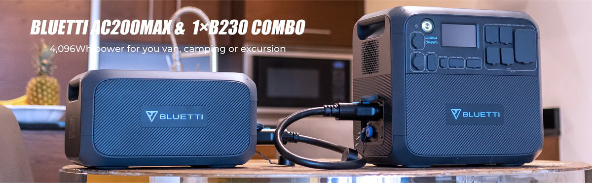 Bluetti AC200MAX + B230 Portable Power Station | 2,200W Power Output | 2,048Wh Battery Capacity