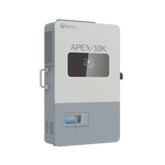 A rectangular, wall-mounted BigBattery Nexus 10k energy storage unit with a screen and handle is shown against a plain white background.