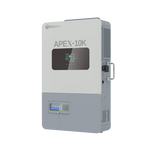 A gray and white electronic device labeled APEX-10K by BigBattery, reminiscent of the Nexus 10k series, featuring a display screen, buttons, vents, and a side handle. The device’s sleek design stands out against a plain white background, with clear labeling set in IBM Plex Sans for modern readability.