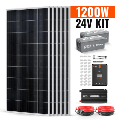 RICH SOLAR 1200 Watt 24V Complete Solar Kit