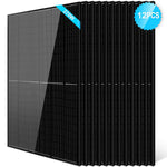 A set of 12 Sungold Power high-efficiency PERC monocrystalline panels is stacked together. A blue label on the top left shows “370W,” while a blue badge on the top right displays “12 PCS.”.