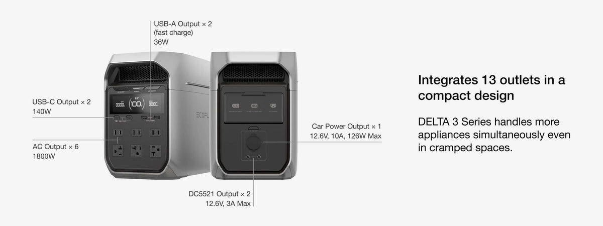 EcoFlow DELTA 3 Plus 1,800W 1,024Wh Plus Portable Solar Power Station