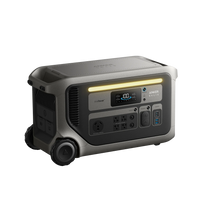 An Anker portable power station with a LiFePO₄ battery, digital display, various outlets, ventilation grilles, wheels, and a carrying handle is displayed against a white background.