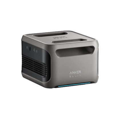 The Anker SOLIX F3800 is a compact, rectangular gray portable power station with top handles, side vents, LFP battery tech, front ports, and an 840Wh capacity for reliable power anywhere.