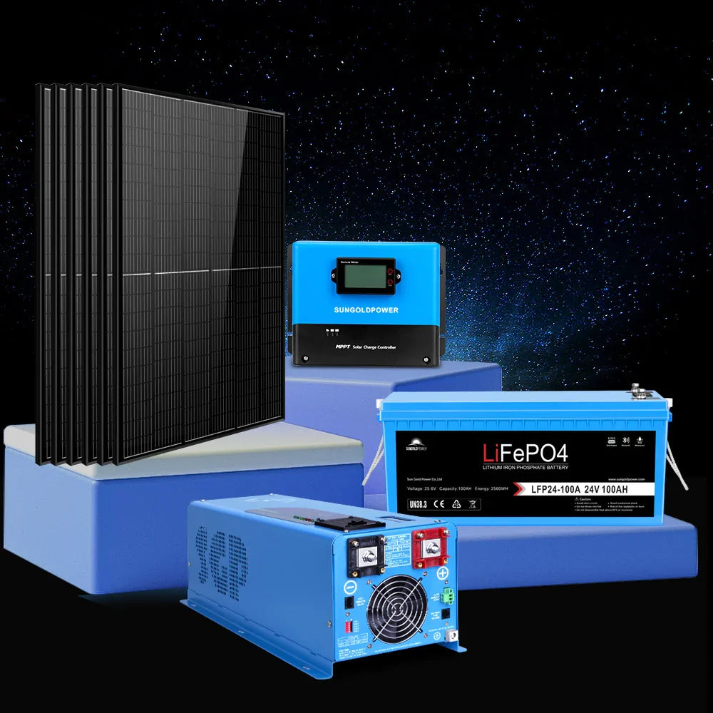 Sungold Power Off‑Grid 6,000W Solar Kit 48VDC 120V/240V Inverter | LiFePO4 10.24 kWh Battery & 6×370W Solar Panels (SGK‑PRO64)