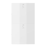 A pair of sleek, white, rectangular Rich Solar energy storage units stacked vertically against a white background, each with a central display and indicator light—ideal for integrating clean energy solutions.