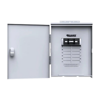 A metal electrical panel with an open door reveals labeled circuit breaker slots and switches, with an unused grid labeled A to L visible inside—ideal for integrating backup solutions like a portable power station or a solar generator such as the Bluetti AC500.