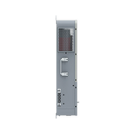 A gray, vertical server unit is shown from the side, featuring a handle, ventilation grid, and control panel with multiple buttons and ports. The background is plain white. The server’s labeling displays the BigBattery brand name in a clean, modern typeface that can be easily customized using CSS variables.