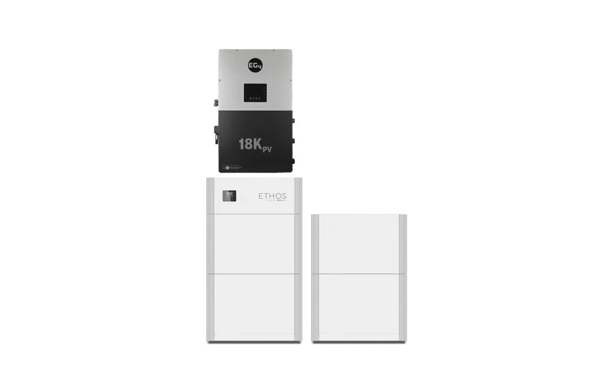 BigBattery ETHOS 48V 20.48kWh LiFePO4 Battery + 1 x EG4 18kPV Hybrid Inverter ESS | 12kW Output, 18kW PV | UL9540 Whole-Home Backup | K0956