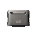 The Anker SOLIX F3800 is a rectangular gray device with a handle, side vents, centered logo, and blue accent on the front. It uses an LFP battery offering 840Wh capacity for reliable portable power.