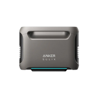 The Anker SOLIX F3800 is a rectangular gray device with a handle, side vents, centered logo, and blue accent on the front. It uses an LFP battery offering 840Wh capacity for reliable portable power.