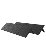Four large Mango Power 200W Solar Panels, featuring durable ETFE solar cell lamination, are angled in a row on stands against a white background, ready to efficiently capture solar energy.