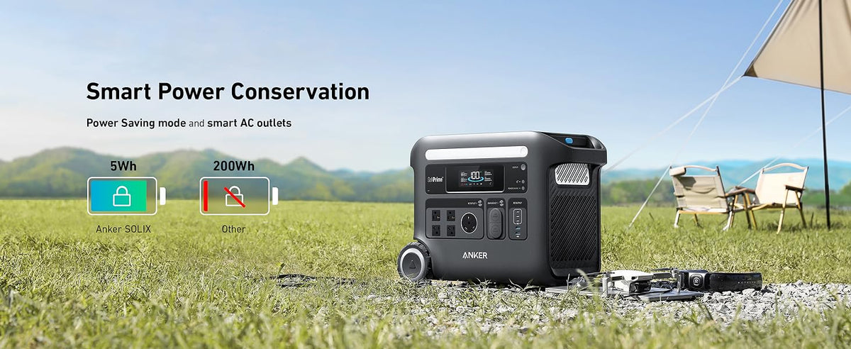 Anker SOLIX F2600 Portable Solar Generator with BP2600 Expansion Battery - 5120Wh Storage, 2400W Output, 200W Solar Panel