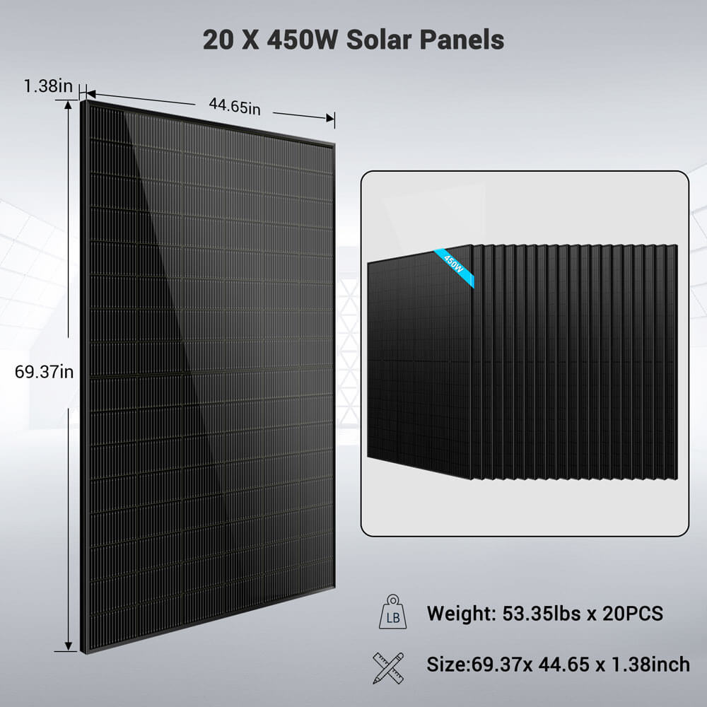 Sungold Power 12kW Hybrid Solar Kit 48V | 20 x 450W Bifacial N-Type Solar Panels + 16.07kWh PowerMax Outdoor Battery | SGS12K-PM1-450