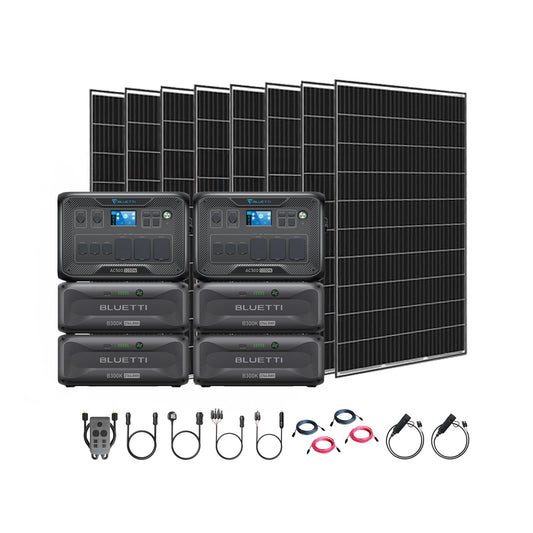 Bluetti AC500+B300K 10,000W 11,059Wh Solar Generator Kit + 8 x 335W Rigid Mono Solar Panels | Complete Solar Kit