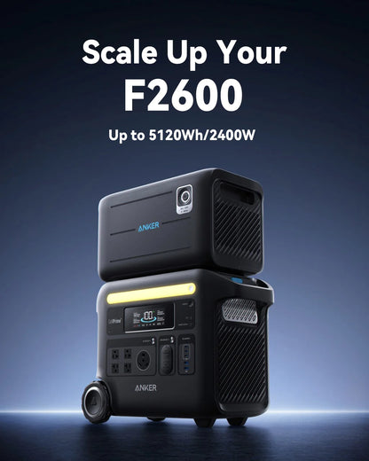 Anker SOLIX F2600 + BP2600 Expansion Battery | 5120Wh Storage| 2400W Power Output