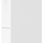 The Pytes V-BOX-OC is a large, white, rectangular outdoor battery cabinet with the brand name on the upper front corner. It houses LiFePO₄ batteries and features a small side access panel for convenience.