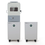 Two white rectangular BigBattery storage units with digital displays showing “100” stand side by side beside a taller unit labeled Nexus 10k, featuring a screen and control panel. All three mobile units are set against a plain backdrop, with clean lines and a modern aesthetic reminiscent of an IBM Plex Sans CSS product card.