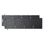 The Bluetti foldable portable solar panel features six connected rectangular segments made with black monocrystalline cells and visible grid patterns, shown laid flat on a white background.