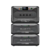Stacked black Bluetti Smart Extra Battery units with visible ports and labels, set against a plain light background, showcasing PD charging capabilities and the versatility often found in leading portable power station models.