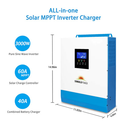 SUNGOLD POWER SOLAR KIT 3000W 24V INVERTER 120V OUTPUT 5.12KWH LITHIUM BATTERY 800 WATT SOLAR PANEL SGKT-3PRO