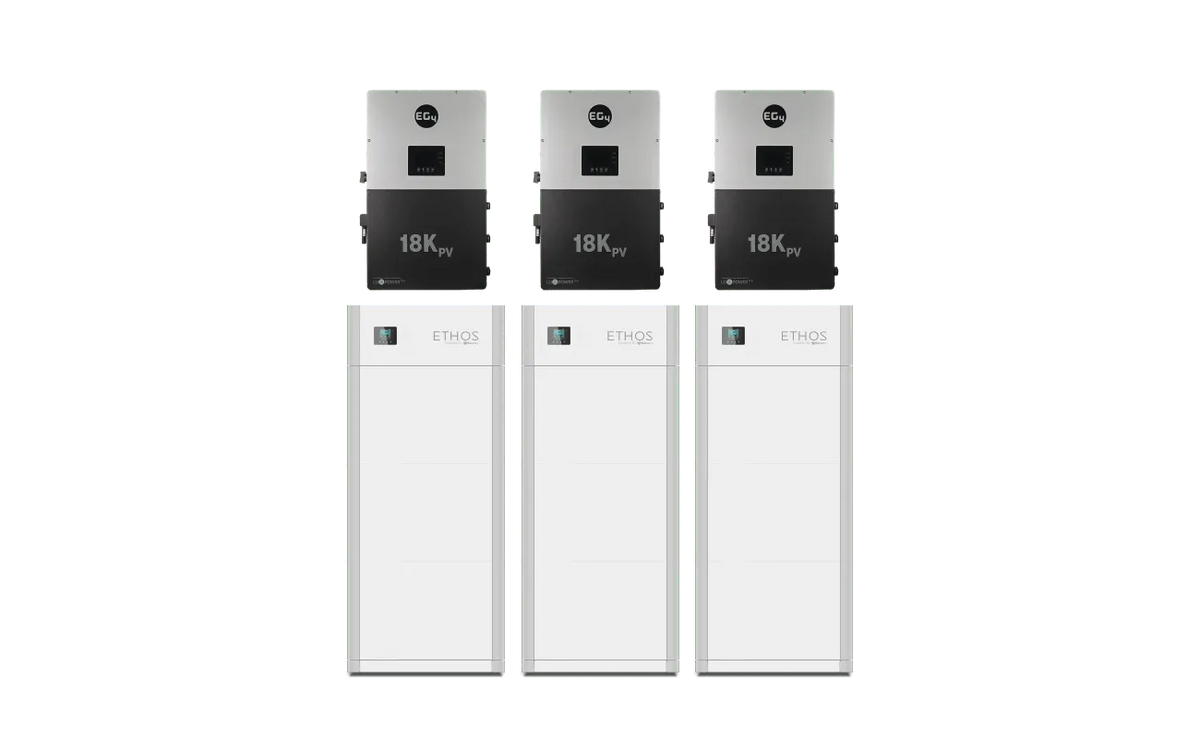 BigBattery ETHOS 48V 46.08kWh LiFePO4 Battery + 3 x EG4 18kPV Hybrid Inverter ESS | 36kW Output, 54kW PV | UL9540 Whole-Home Backup | K0966