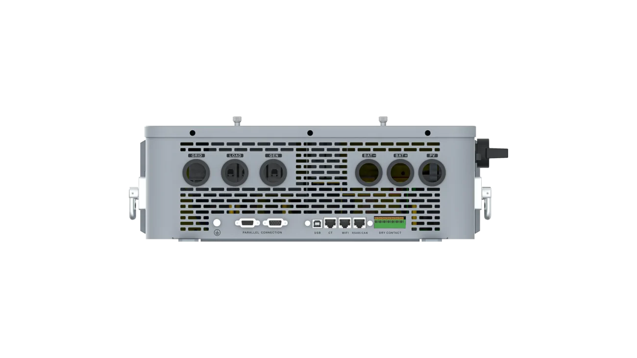 The image shows the back panel of a BigBattery electronic device featuring multiple power outlets, USB ports, Ethernet ports, and ventilation grilles. The panel is silver with black and green accents. Please note, this is not an actual product description.