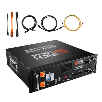 Rich Solar 5.12kWh 48V (51.2V) 100Ah Server Rack Lithium Battery | ALPHA 5 PRO | UL1973, UL9540A | 10-Year Warranty