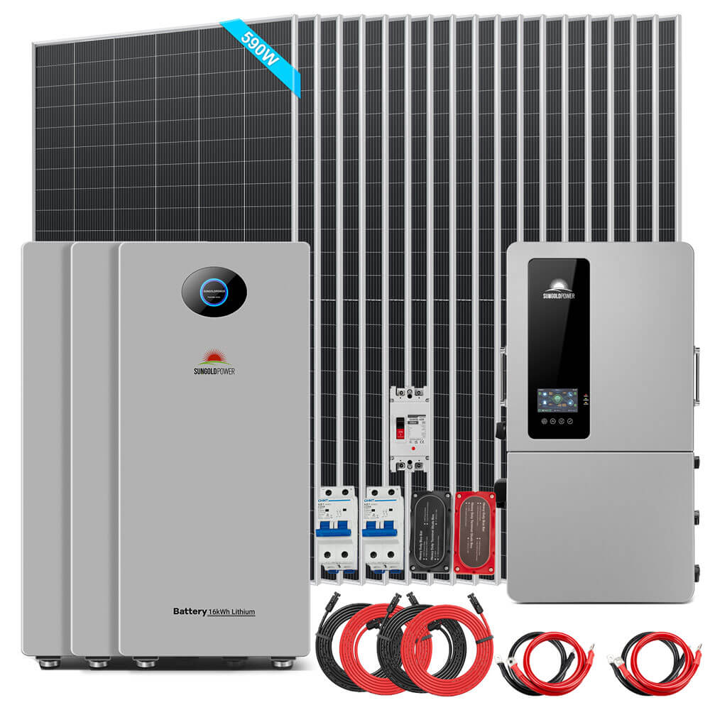 Sungold Power 12kW Hybrid Solar Kit 48V | 20 x 450W Bifacial N-Type Solar Panels + 16.07kWh PowerMax Outdoor Battery | SGS12K-PM1-450