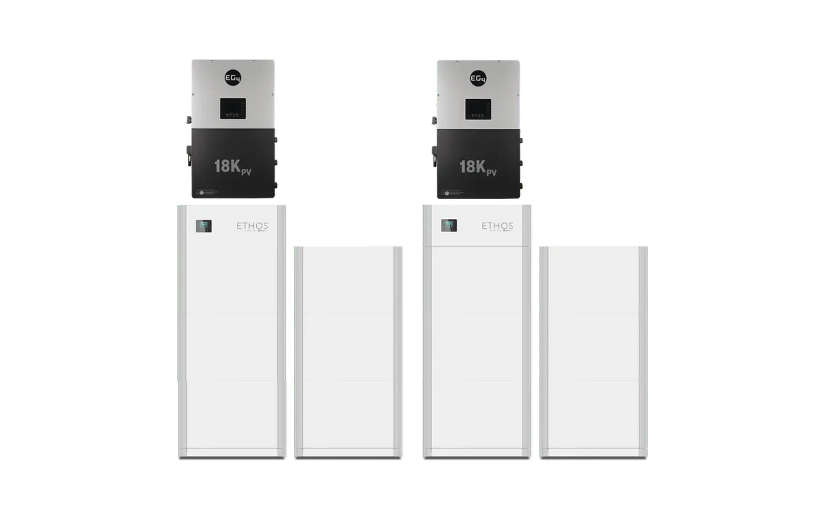 BigBattery ETHOS 48V 61.44kWh LiFePO4 Battery + 2 x EG4 18kPV Hybrid Inverter ESS | 24kW Output, 36kW PV | UL9540 Whole-Home Backup | K0961